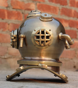 Casco de Buceo en Miniatura de 12 Pulgadas con Acabado Antiguo, Decoración Náutica para el Hogar, Réplica de Buzo de Aguas Profundas, Artículo Coleccionable Marítimo - Product Image 3
