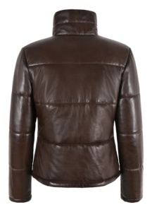 Wholesale Women's Winter Bomber Jacket Puffy Bubble Style Waterproof Eco-Friendly Printed Canvas Genuine Leather Shell <b>Zipper</b> - Product Image 2