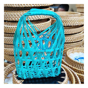 Light Blue Woven Bamboo Ramadan <b>Hamper</b> Handmade Gift Basket Decorative Candy Packaging For Eid Mubarak Celebration Gifts - Product Image 1