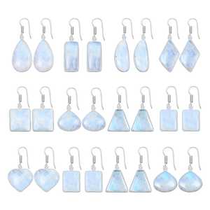 Pendientes de Plata Natural para Mujer, con Dijes de Piedra Lunar Blanca Multicolor Arcoíris, Cristal Curativo, Joyería Bonita al por Mayor para Fiestas, ¡Venta Caliente! - Product Image 1