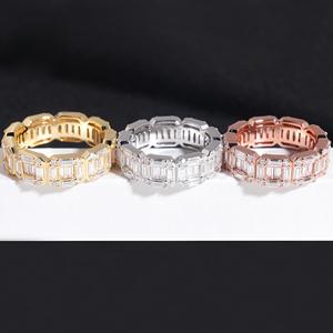 Bague d'éternité en moissanite pour homme, en argent 925, coupe baguette, sertie de pierres, bague de déclaration de luxe pour mariage et anniversaire, cadeau pour lui - Product Image 3
