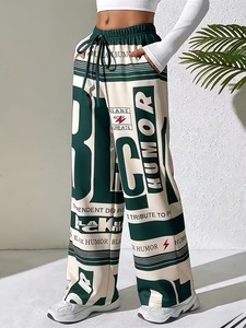 2026 Trend Women's Heavyweight 340g <b>Summer</b> Wide Leg Loose <b>Pants</b> Mid Waist Sweatpants with Contrast Elastic Waist and Pockets - Product Image 4
