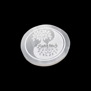 Nouvel arrivage Grande plaque de chargement gravée Orange Sélénite Yantra Fleur Vie Cristaux de guérison spirituelle Minéraux Pierres précieuses - Product Image 3