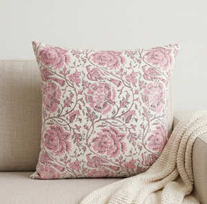 Housse de coussin décorative traditionnelle indienne à motifs floraux marron, style farmhouse pour salon - Product Image 6