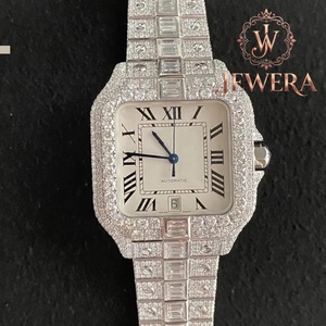 Reloj Mossinate de Acero Inoxidable Plateado con Diamantes Genuinos, Elegante y Resistente al Agua, Reloj de Lujo para Ocasiones Especiales - Product Image 2