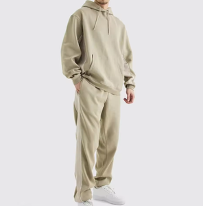 Conjunto de Sudadera con Capucha y Pantalones Deportivos de Color Sólido para Hombre, Estilo Casual Holgado, 2 Piezas, Ropa Deportiva Urbana - Product Image 5