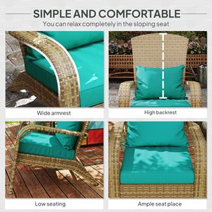 Sedia da Patio Adirondack Blu Cielo in Rattan Intrecciato con Schienale Alto Curvo e Cuscini Morbidi per Appartamento, Terrazza, Giardino, Impilabile - Product Image 5
