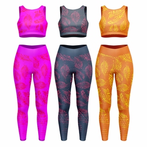 Conjunto de Yoga sin Costuras de Cintura Alta para Mujer, 2 Piezas, Estampado de Hojas, Ropa Deportiva, Bra Deportivo, Leggings de Gimnasio, Ropa Deportiva Activa, Ropa de Fitness - Product Image 6