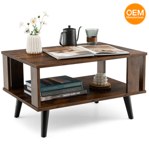 Modern Luxury 2-Tier Coffee <b>Table</b> Stylish Wood Grain Design Wholesale Wooden Panel Home Furniture for Living Rooms & Offices - Product Image 1