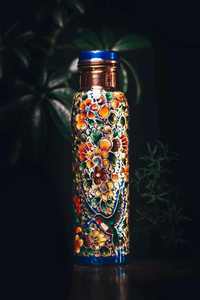 Botella de Agua Reutilizable de Doble Pared de Cobre BoldBlossom, Ecológica, con Superficie para Decoración - Product Image 2