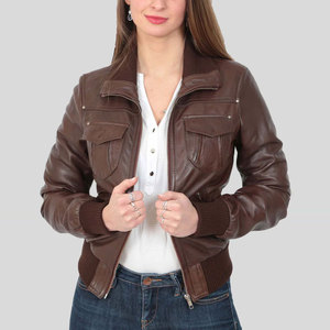 New Arrival Autumn Streetwear Contrast Outerwear Woman Race <b>Car</b> Motorcycle Cropped Biker Leather <b>Jackets</b> for Women OEM - Product Image 1