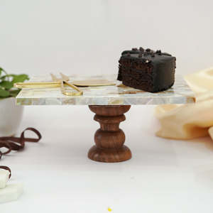 Venta al por mayor soporte de pastel cuadrado de madre perla con base de madera elegante soporte de pastel para ocasión de boda con ideas de regalo - Product Image 4