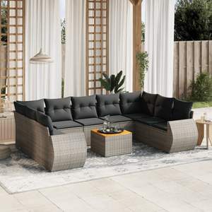 Conjunto de Sofás Modulares Grandes de Ratán PE Gris para Jardín, Colección Premium de Muebles Modulares para Exteriores - Product Image 1