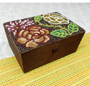 Handmade Floral Beaded Foldable 100% Cotton Jewelry Storage <b>Box</b> Multicolored Embroidery Organizer Special Gift <b>Valentine's</b> - Product Image 3