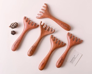 Masseur facial Gua Sha en bois rustique écologique avec artisanat en bois d'acacia massif pour la relaxation musculaire - Cadeau du Nouvel An - Product Image 2