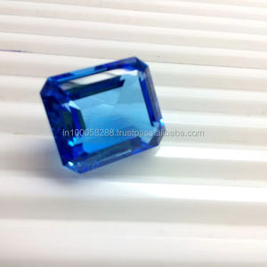 Topaze synthétique de couleur bleu suisse 100 % naturelle, pierre en verre semi-précieuse pour la fabrication de bijoux, vente en gros en vrac - Product Image 1