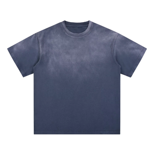 Camiseta de Manga Corta con Cuello Redondo y Estampado Tie-Dye para Hombre, 100% Algodón, Tejido de Punto, Corte Regular Informal, Diseño Sólido con Degradado Blanco y Gris - Product Image 5