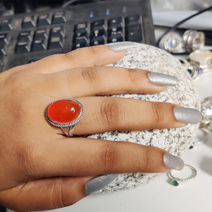 Carnelian Gemstone <b>Ring</b> for Girls Cute Orange Stone <b>Ring</b> Sterling Silver Jewelry <b>Dainty</b> Gift for Her - Product Image 2