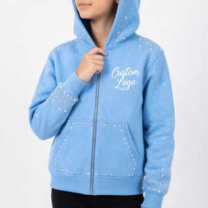 Custom Logo Acid Washed Rhinestone Hoodie For Unisex Heavy Gsm Premium Quality Zipper Hoodie With Kangaroo Pocket For Streetwear - Product Image 5