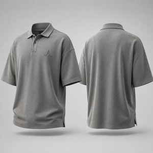 Polo Premium Oversize para Hombre, Color Gris Carbón, Algodón Piqué, Hombros Caídos, Ropa Urbana de Lujo, Fabricación OEM/ODM - Product Image 4