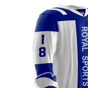 Royal Sports Men's Hockey Uniform Set White Blue Jersey Shorts Breathable 100% Polyester Adult Size <b>18</b> Heat-Transfer Printing - Product Image 5