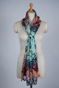 Écharpe en soie à imprimé abstrait coloré pour femme, légère, douce, longue, élégante, à porter au quotidien - Product Image 5