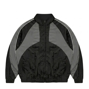 Wholesales Custom Logo Grey Black High Quality Men's Nylon <b>Wind</b> <b>Breaker</b> Trousers Sets For Summer Wear Men Set Streetwear Jackets - Product Image 2