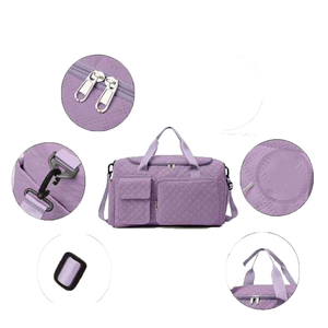 Bolsa Deportiva Morada, Color Sólido, Gran Capacidad, Cierre de Cremallera, Asa Suave, Correa Ajustable, Estilo Casual, Unisex, Poliéster - Product Image 1