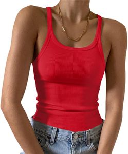 Camiseta sin mangas para mujer al por mayor, de color liso, con cuello redondo acanalado, tejida, informal, de longitud corta, fabricación bajo demanda - Product Image 5