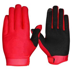 Gants de cyclisme en cuir rouge et noir à doigts entiers, antidérapants, respirants, avec sangle de poignet réglable, unisexe, pour l'extérieur, toutes saisons, haute qualité - Product Image 1