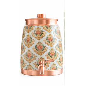 Floral Print Metal Water <b>Dispenser</b> with Stand 5 Litre Decorative Beverage <b>Dispenser</b> with Copper Tap for Home Kitchen and Dining - Product Image 6