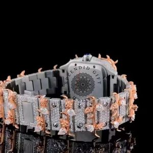 Splendid Men's Luxury Square <b>Case</b> Analog Quartz <b>Watch</b> Moissanite Silver Roman Numerals Hidden Clasp 28mm Sapphire Crystal ETA - Product Image 4