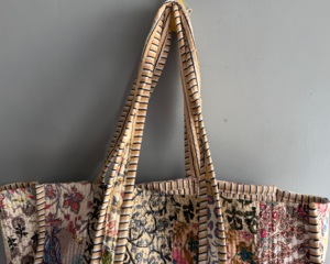 Sac fourre-tout en coton imprimé bohème avec design matelassé et poignées rayées pour femme, usage quotidien, cadeau pour elle - Product Image 4