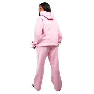 Oversized <b>Women's</b> Quick-Drying <b>Tracksuit</b> High Quality Custom Logo and Solid <b>Pink</b> Breathable Style for Winter Sets - Product Image 3
