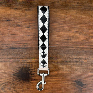 Nouveau personnalisé fait à la main noir et blanc contrôles Design en cuir véritable trafic plomb court chiens formation laisse avec poignée rembourrée - Product Image 5