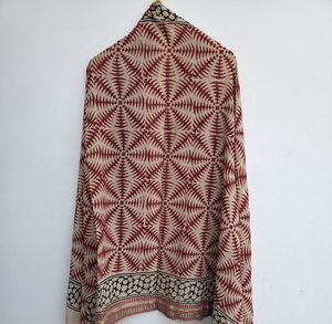 Elegant Handmade Zari <b>Sarong</b> Crafted From Soft Cotton Fabric With Traditional Indian Block Print Design Perfect As A Beach Wrap - Product Image 1