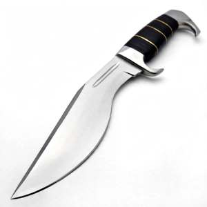 Outil utilitaire d'extérieur à lame fixe incurvée en acier au carbone forgé à la main avec manche empilé - Product Image 3