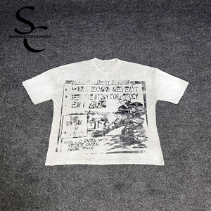 T-shirts personnalisés de haute qualité avec effet délavé et vieilli, 100% coton jersey, tissu respirant, coupe ample, col rond, OEM - Product Image 5