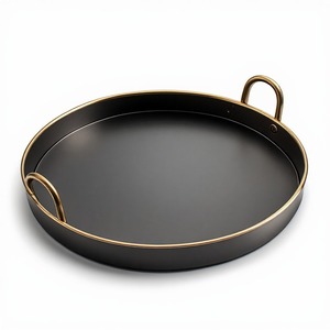 Golden Majesty <b>Black</b> Metal Serving <b>Tray</b> Collection Designed For Elegant Presentation Luxury Dining And Refined Contemporary - Product Image 5