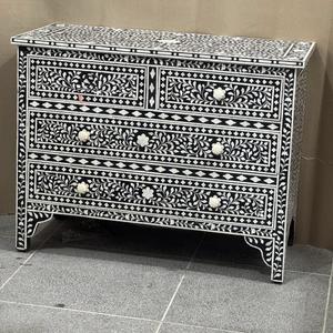 Cajón con Incrustaciones de Hueso de ILAHI, Diseño Moderno con Detalles de Ágata, Mueble Portátil para el Hogar - Product Image 2