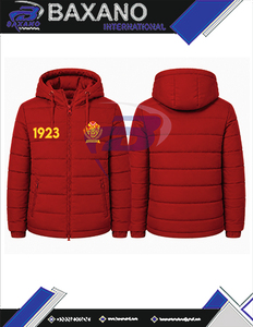 เสื้อแจ็คเก็ตพัฟเฟอร์มีฮู้ดสีแดงสำหรับผู้ชาย NSPDK รุ่นวินเทจสำหรับฤดูหนาว ซิปยาวเต็มตัว สวมใส่สบายๆ สำหรับกิจกรรมกลางแจ้ง แฟชั่นลำลอง - Product Image 6