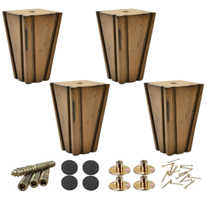 Pieds de canapé décoratifs cannelés en bois massif, pieds de meubles modernes en bois, remplacement pour canapé et armoire - Product Image 5