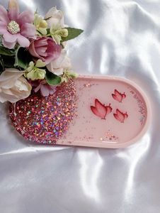 Traditional Resin <b>Tray</b> with Floral Design for Serving Tea <b>Snacks</b> Decorative Dining Table Organizer Accessories - Product Image 2