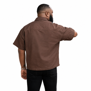 Polo à manches courtes zippé marron pour homme 2026, coupe classique, couleur unie, style décontracté tissé - Product Image 2