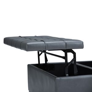 Tavolino da Caffè Harrison in Grigio Pietra con Contenitore, Eleganti Sgabelli e Pouf - Product Image 4