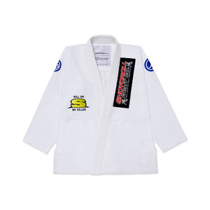 Venta al por mayor, entrega rápida, Kimono de Jiu-Jitsu Brasileño 100% algodón, conjunto de uniforme BJJ para hombre y mujer, peso medio, color blanco - Product Image 1