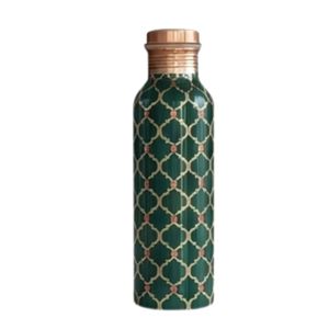 Bouteille d'eau en cuivre pur à 100 % avec motif indien traditionnel Meena et design géométrique gravé, étanche, idéale pour offrir en gros - Product Image 5