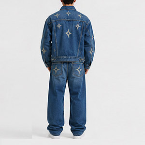 Ensemble de jeans décontractés pour homme en coton 100% premium, brodé, respirant, pour l'hiver, veste et pantalon durables, vêtements de mode streetwear - Product Image 4