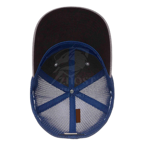 Casquette Trucker en Toile Gris Bleu à Mailles, Réglable, Respirante, 6 Panneaux, Unisexe, Décontractée, pour Adulte, Broderie Rayée - Product Image 4