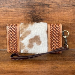 Nouveau portefeuille de sculpture usiné à la main pochette portefeuille élégant en cuir de fourrure de vachette multi-utilisations embrayages en cuir occidental pour les utilisations des femmes - Product Image 5